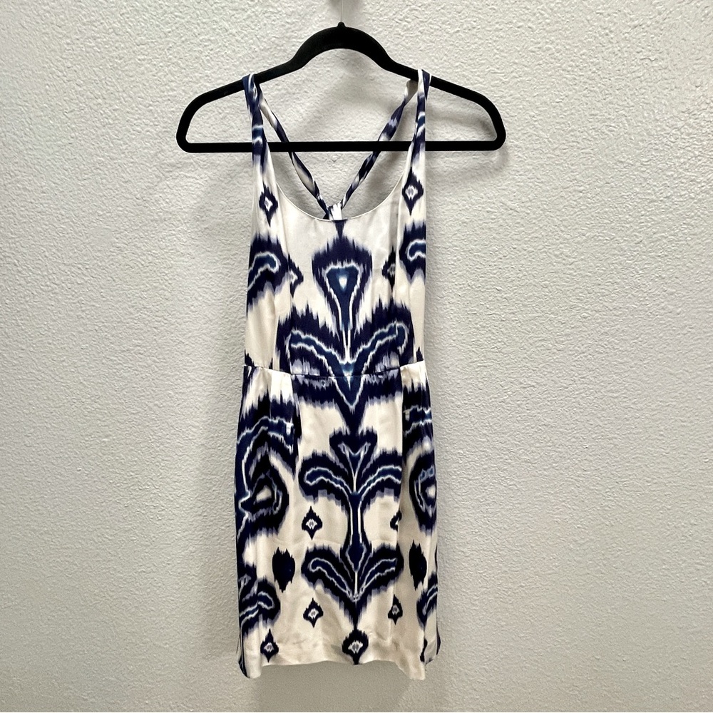 Banana Republic Sleeveless Blue and White Silk Dress
